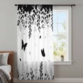 thumbnail image 4 of Black Spring Botanical Sheer Curtains 84 Inches Long, Weeping Eucalyptus Butterfly Light Filering Curtains, Breathable Simi Curtain Privacy Drapes for Living Room Bedroom Lightweight Window Treatment, 4 of 9