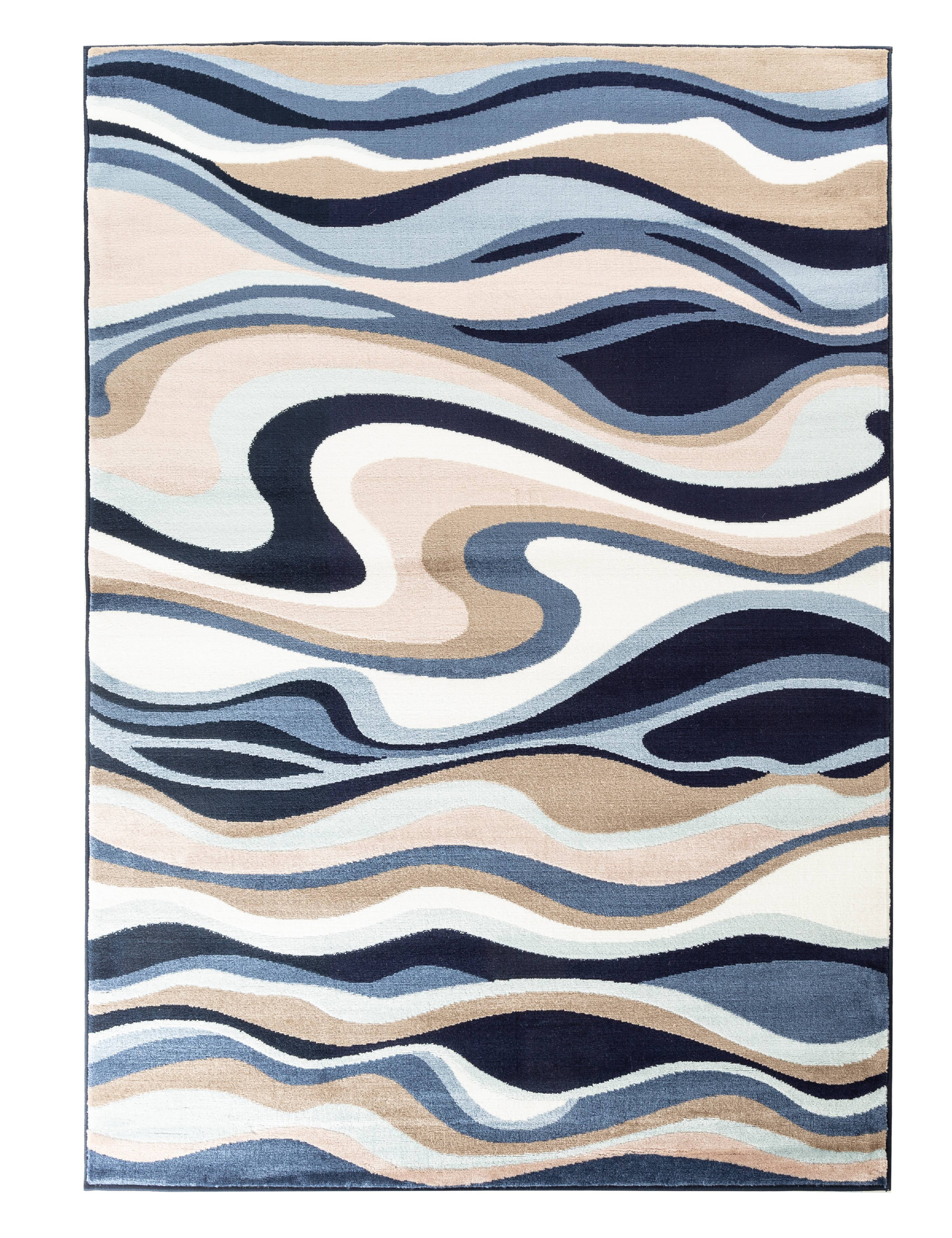 Collection Rugs Blue White Brown, Blue Wave Rug