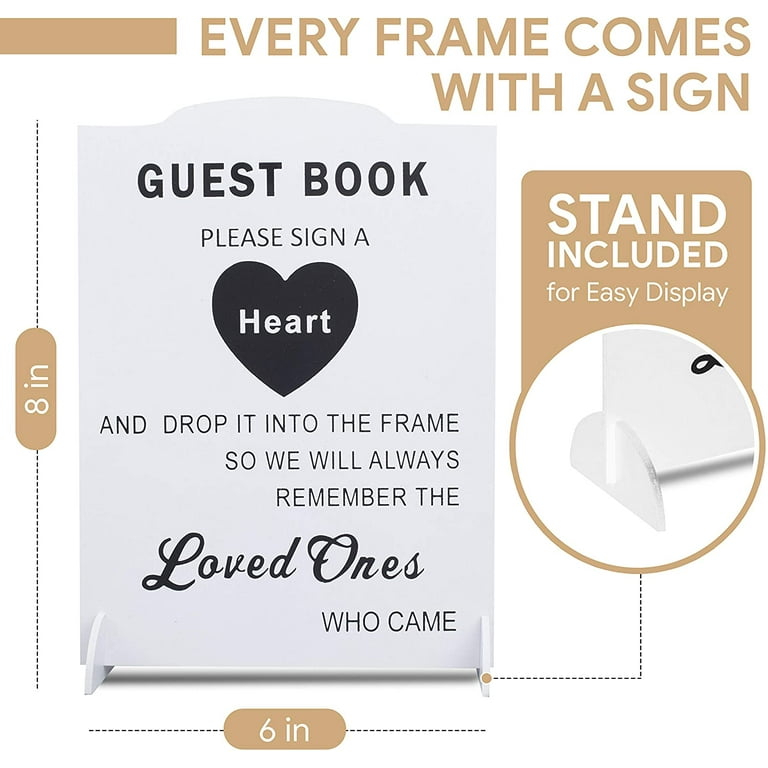 GLM Wedding Guest Book Alternative with Sign, 85 Hearts and 2 Large Hearts, Guest Book Wedding Reception, Sign in Guest Book Alternatives, Rustic