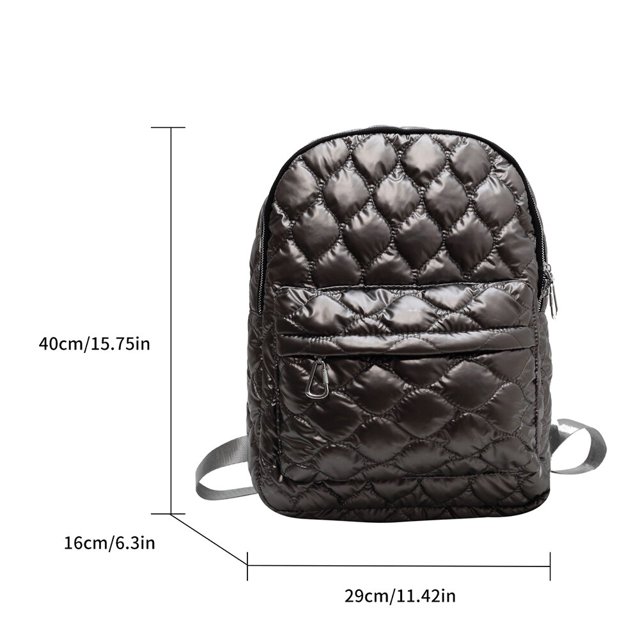 Mochila de hombro acolchada para mujer, bolsa de algodón acolchada para ordenador portátil, resistente al agua, para Otoño e InviernoSilver8CHINA Fivean unisex