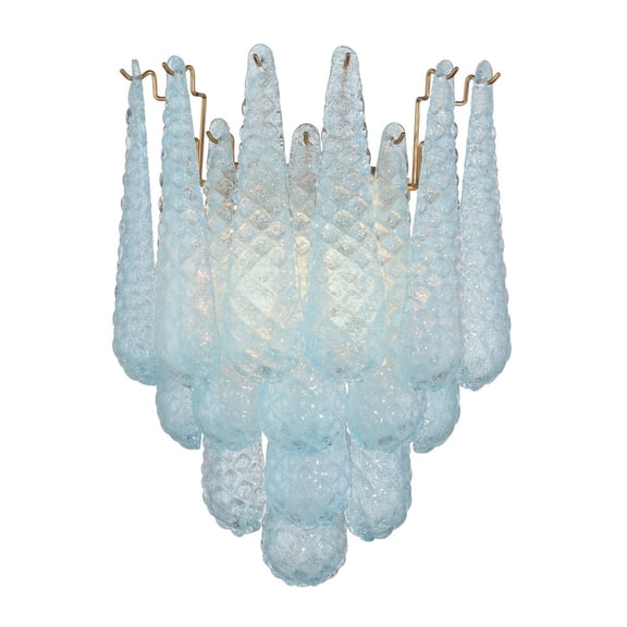 OLL-6002-AG-BL Crystorama Lighting Ollie - 2 Light Wall Sconce-18.75 Inch Tall and 14 Inch Wide-Aged Brass Finish-Blue Glass Color