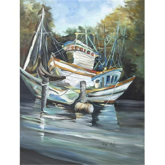 Shrimpers Cove And Shrimp Boats Flag Garden Size