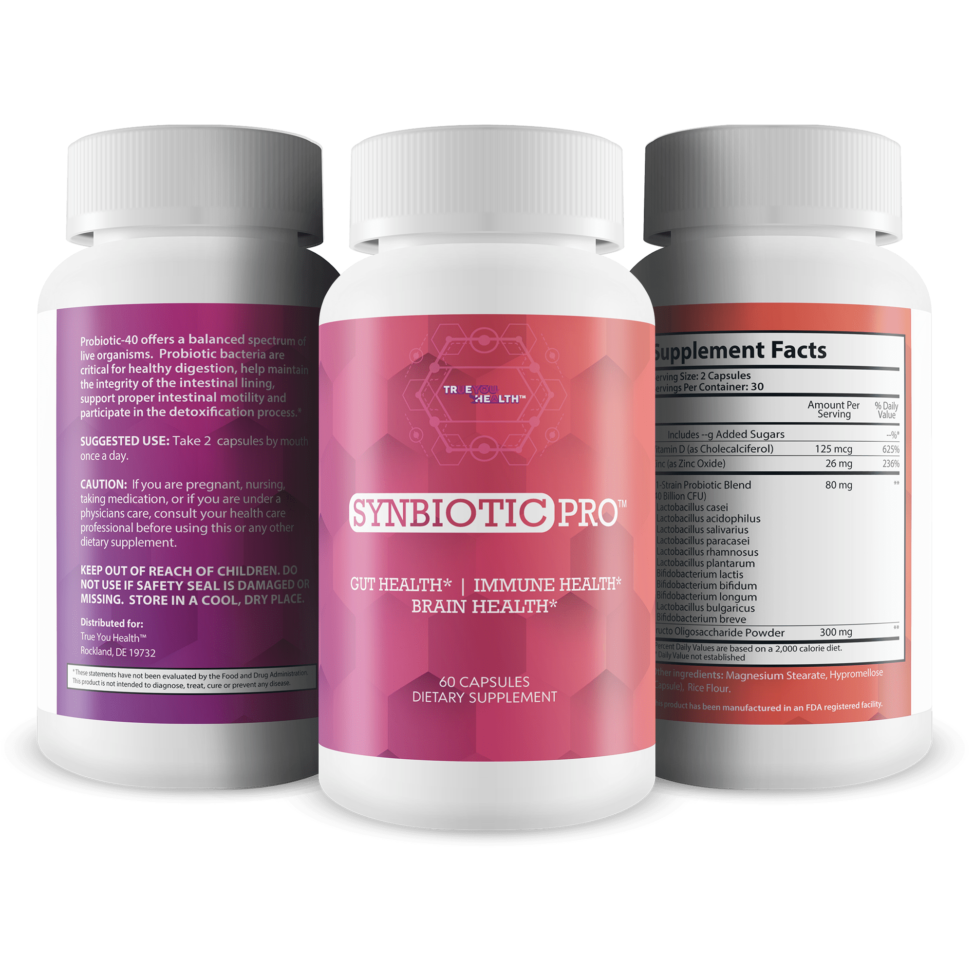 Synbiotic Pro - Our Best Daily Synbiotic Probiotics & Prebiotic - Gut Health - GI Synbiotics Probiotics - Pro Synbiotic Probiotic Plus Prebiotic & Immune Support Vitamins - Synbiotics for Women & Men