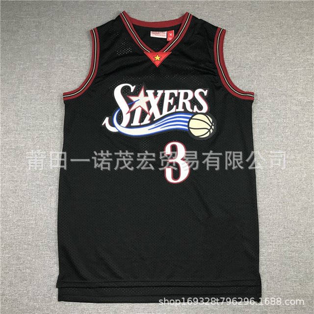 76Ers Embroidered Retro Mn Basketball Jersey Vest 3# Iverson Replica Player Name Jersey