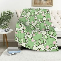 Cute Frog Blanket for Adults Green Frog Throw Blanket for Kids, Frog Gift for Frog Lover, Soft Cozy Flannel Blankets for Bed Couch Sofa 50x40 Inches
