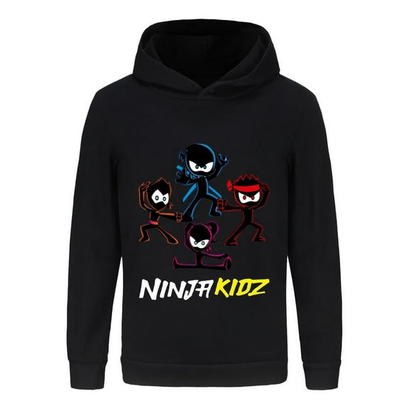 Kids Ninja Hoodie – Boys Girls Pullover with Cartoon Fighters Design, Long Sleeve Martial Arts Shirt