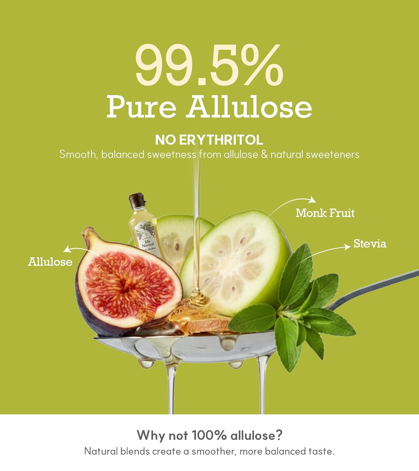 My Normal Keto Allulose Large Size, Allulose 99.52%, Monk Fruit, Stevia Blend Thin Syrup, Zero Calorie Sweetener, 1:1 Sugar Substitute, Low Glycemic, Gluten Free, Zero Net Carbs, Zero Sugar (32oz)