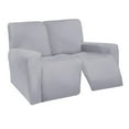 thumbnail image 2 of Sofá reclinable seccional elástico fácil de usar Funda de felpa suave y ajustada Funda de sofá lavable Protector de muebles con elasticidad para niños 6 rebanadas gris claro SM SunniMix cubierta de chaise lounge, 2 of 8