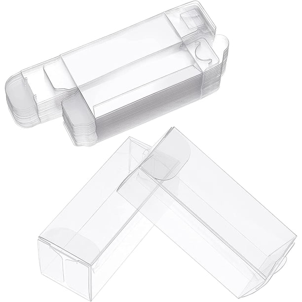 30 cajas transparentes para dulces, bodas, fiestas, regalos, cajas de PVC de 1,18 x 1,18 x 3,19 cm, para dulces, galletas, pasteles, chocolates, regalos y moldes.