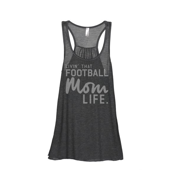 Thread Tank Livin' That Football MomLife Women's Fashion Sleeveless Flowy Racerback Tank Top Charcoal Small