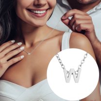 Personalized Initial Necklace Silver Stainless Steel Letter Pendant Jewelry for Women
