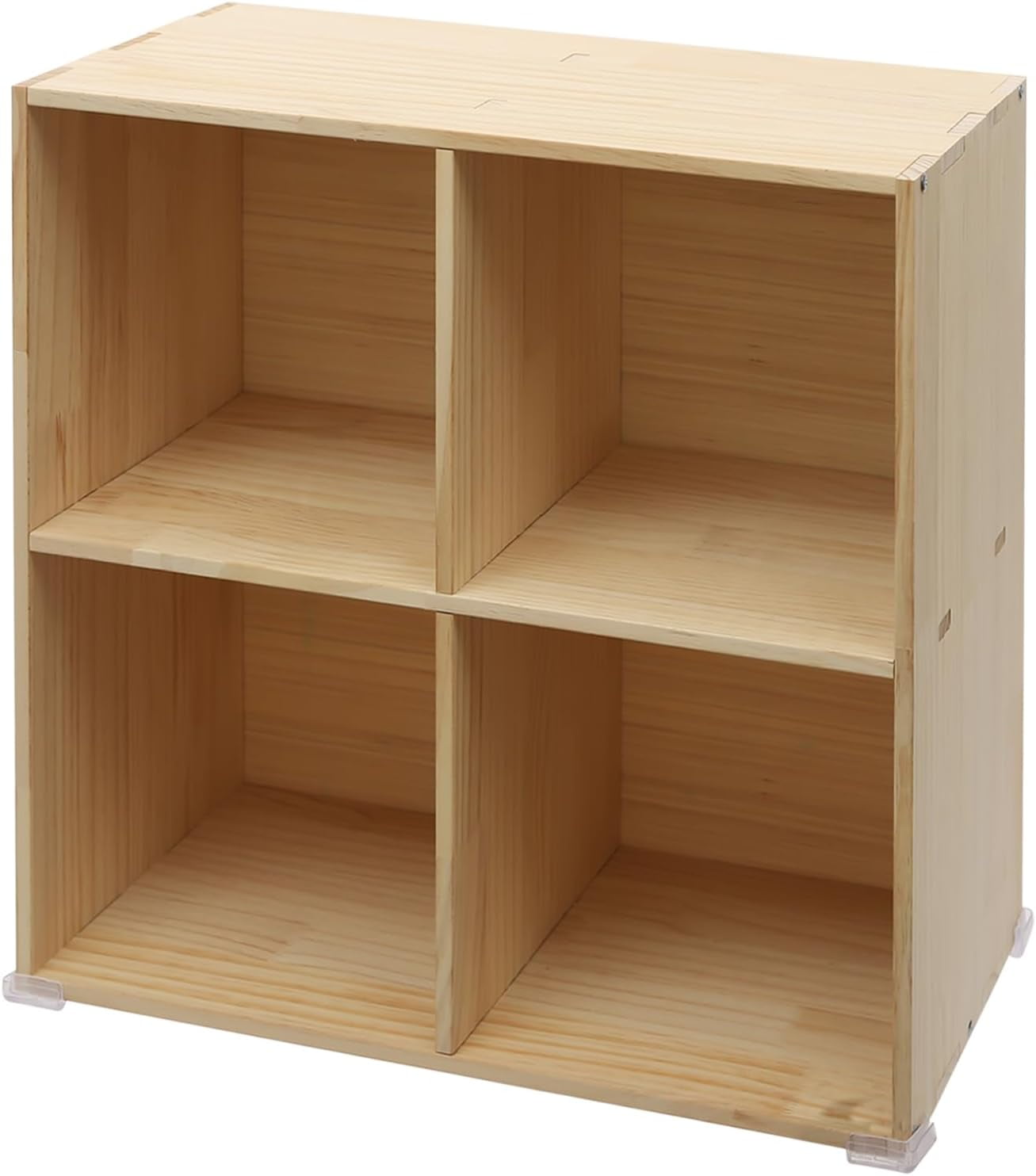 Solid Wood Bookcase 6-Cube Shelf, Convertible Vertical/Horizontal Storage Unit, Modern Farmhouse Bookcase with Mortise Tenon Joints, Natural Wood Color (6-Cube)
