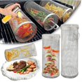 thumbnail image 4 of 2 cestas de acero inoxidable para barbacoa, parrilla para cocinar al aire libre, parrilla para fogatas, utensilios de cocina para viajes familiares, camping, picnic, 35 cm, 4 of 7