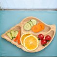 thumbnail image 3 of Bamboo Food Plate Children Meal Plate Eco-Friendly Plates for Snacks Appetizer Fruit Vegetable (Style B）, 3 of 6