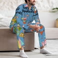 thumbnail image 7 of Fuzoiu Hello Summer Print Men's Long-Sleeved Pajama,Lounge Button Down Nightwear,Mens Notch Collar Pajama Set -Medium, 7 of 7