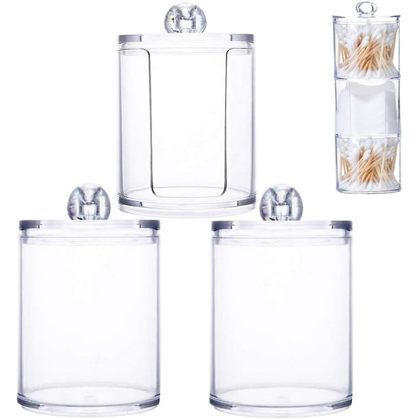 Caja para hisopos de algodón 3 en 1, soporte para hisopos de algodón de plástico, caja para hisopos de algodón transparente, dispensador de hisopos para hisopos de algodón y almacenamiento de algodón