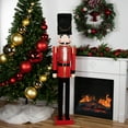 thumbnail image 2 of Northlight Giant Commercial Size Wooden Christmas Nutcracker Soldier - 6' - Red and Black, 2 of 5