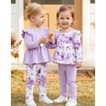 thumbnail image 3 of 12 Months Baby Girls Clothes 18 Months Girl 2 Pack Outfits Set Toddler Girl Long Sleeve Top Pants 4PCS Clothing Set Purple, 3 of 6
