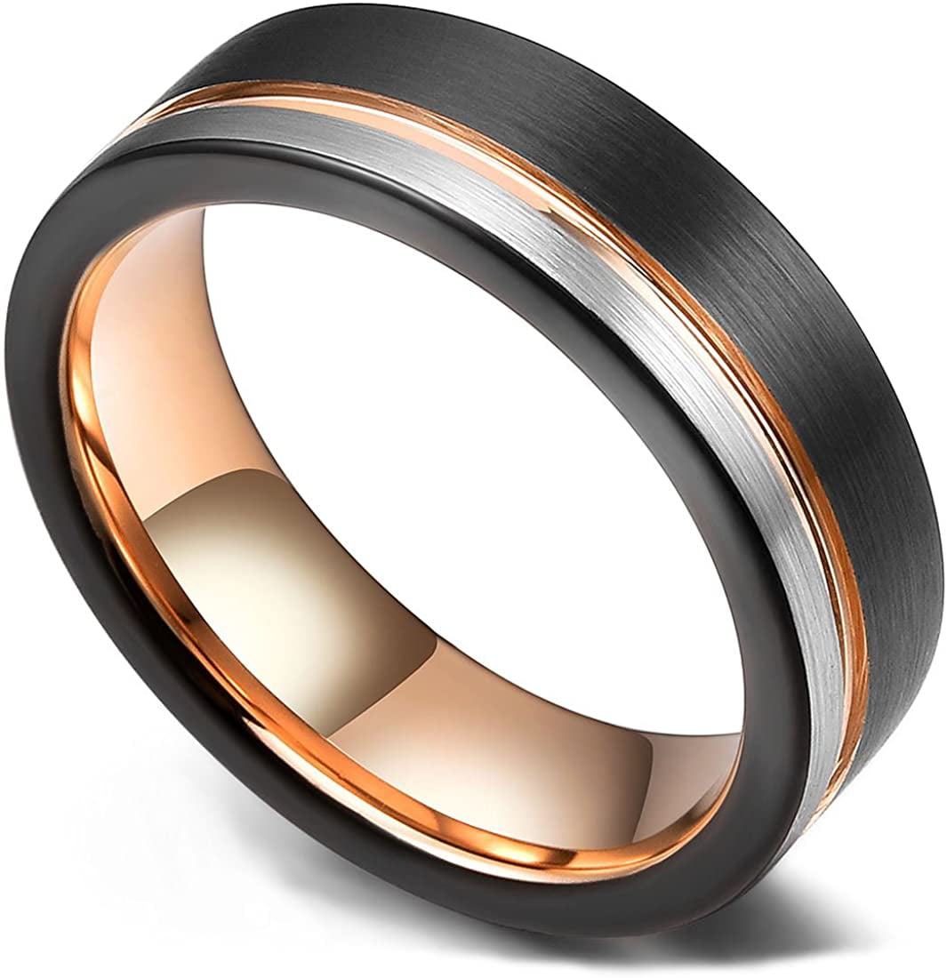 Tungsten Carbide Men's Women's Comfort Fit Wedding Band Ring CZ Inlay  8mm 6mm 