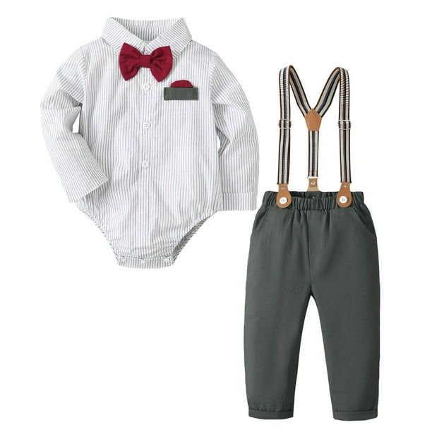 modus Ham pik Newborn Baby Boys Clothes Baby Boys Gentleman Outfits Long Sleeve Lapel  Romper Top Overall Pants Set White 0-3 Months - Walmart.com
