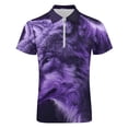 thumbnail image 4 of Purple Wolf Men Zipper T-shirt Summer Casual Short Sleeve T-shirt Top, 4 of 7