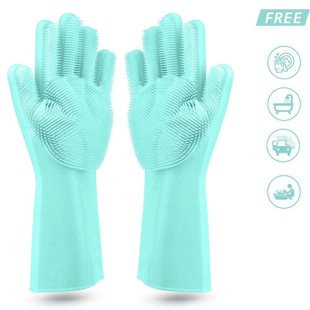 washing up gloves with scrubber
