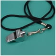 thumbnail image 5 of EQCOTWEA Metal Referee Whistles Silver and Black Lanyard for Football Sport Use, 5 of 6