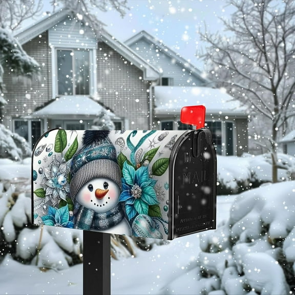 YOPINCO Winter Cute Snowman Magnetic Waterproof Mailbox Cover, 21x18", for yard/home decor, giftable.