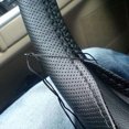 thumbnail image 3 of Hand Sewing Steering Wheel Cover Microfiber Leather Sweat-absorbent Breathable Car Steering Wheel Cover black 38cm, 3 of 7