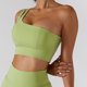 thumbnail image 2 of Sujetador deportivo acanalado con un solo hombro para mujer, parte de atrás bonita, elástico, a prueba de golpes, para correr, Fitness, chaleco verde hierba S, 2 of 6