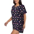 thumbnail image 2 of Lsque Skulls In Floral Women's Short-Sleeved Pajama Set - 2 Piece Soft and Lightweight Sleepwear Set-Medium, 2 of 9