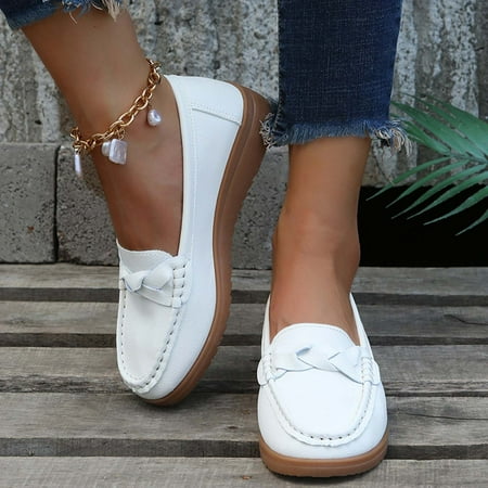 Women s Flats Shoes Dress Shoes for Women Business Dressy Casual Shoes Ballet Flats Loafers Comfortable Slip on Shoes White 7