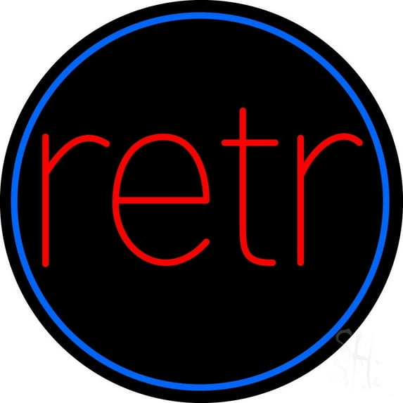 Blue Border Red Retro Circle LED Neon Sign 26 x 26 - inches, Black Square Cut Acrylic Backing, with Dimmer - Bright and Premium built indoor LED Neon Sign for café, club, party, event and stroefront.