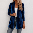 thumbnail image 6 of Velvet Open Front Cardigan for Women Long Sleeve Shawl Collar Longline Jacket Button Detail Dressy Casual Going Out Work Office Fall Winter Top, 6 of 6