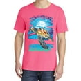thumbnail image 2 of Wild Bobby, Swimming Sea Turtle, Garment-Dyed Washed Look Short Sleeve Tees, Neon Pink, Large, 2 of 3