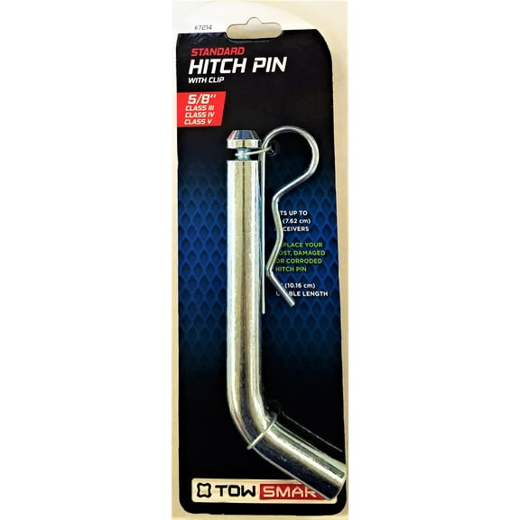 TowSmart Class V - 5/8" Diameter Hitch Pin with Clip - 4" Span - Fits 2, 2 1/2" and 3" Receivers