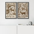 thumbnail image 4 of IDEA4WALL Framed Canvas Print Wall Art Set Wildlife Deers And Birds Fine Art Wall Decorative Retro Countryside Forest Animals & Plants Prints Minimalist Artwork for Home Decor - Black 16"x24"x2, 4 of 5