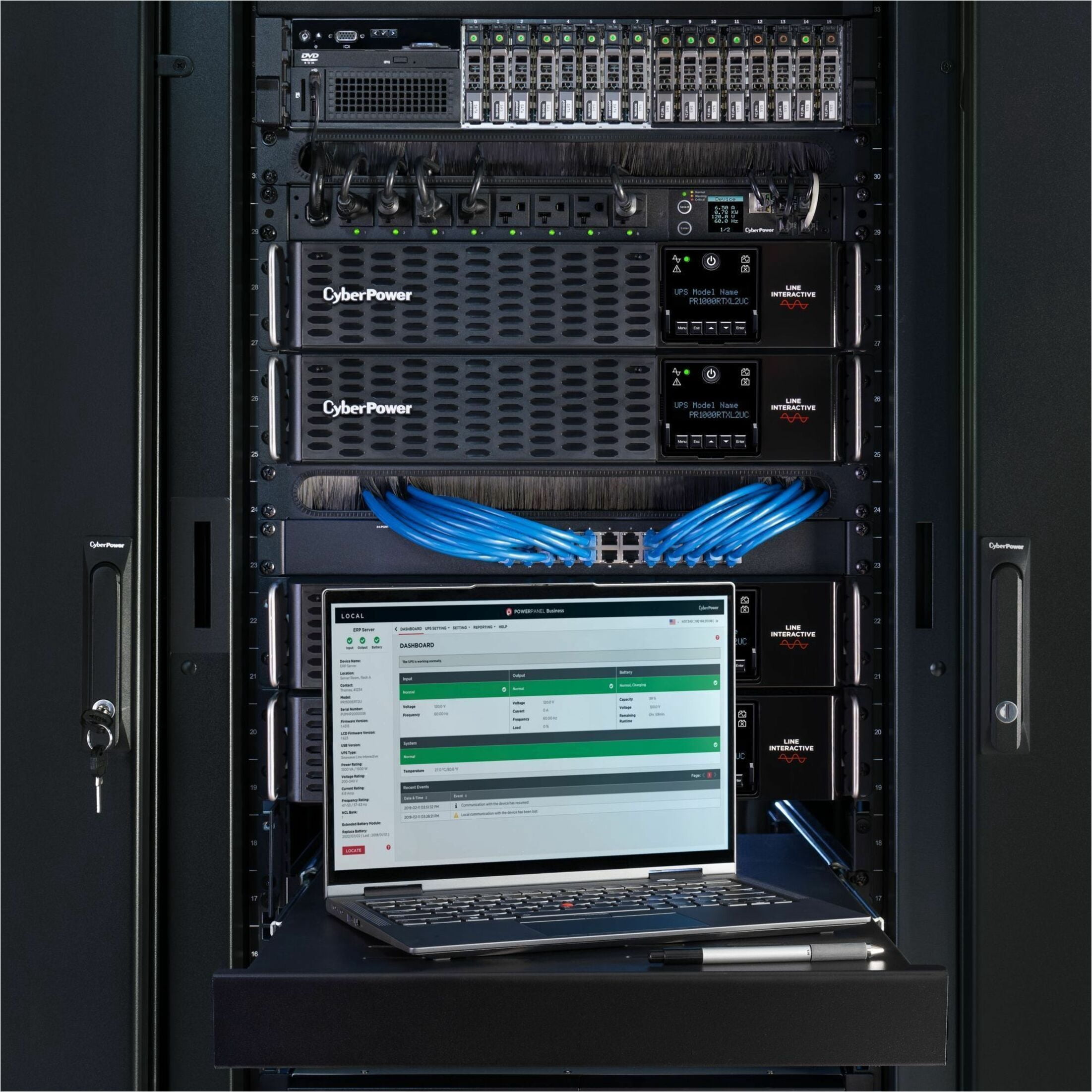 CyberPower PR1000RTXL2UC Smart App Sinewave UPS Systems - 1000VA/1000W, 120 VAC, NEMA 5-15P, 2U, Rack / Tower, Sine Wave, 8 Outlets, LCD, PowerPanel® Business