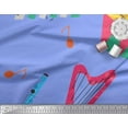thumbnail image 2 of Soimoi Blue Poly Georgette Fabric Guitar & Xylophone Musical Instrument Decor Fabric Printed Yard 42 Inch Wide, 2 of 3