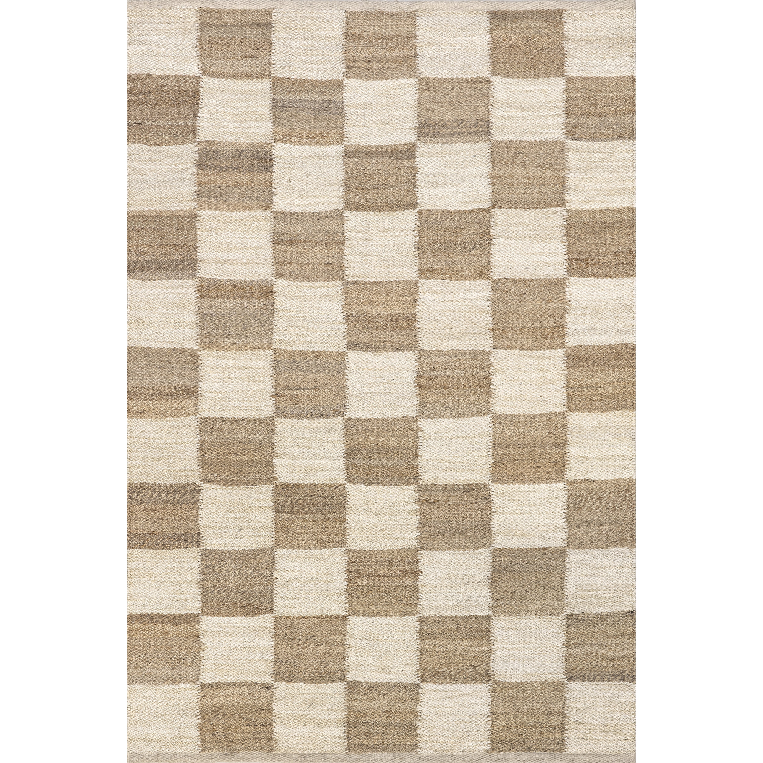 nuLOOM Christana Traditional Checkered Jute Area Rug, 5' x 8', Ivory