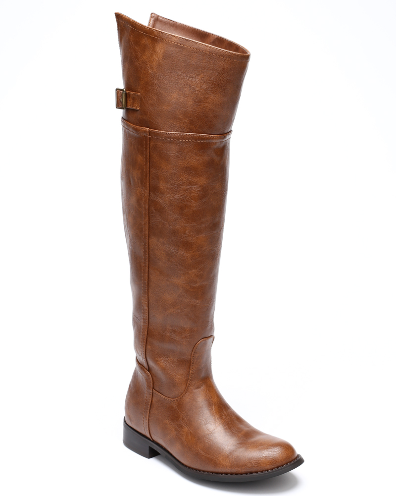 Breckelles Rider-82 New Women Crinkle Leatherette Round Toe Riding