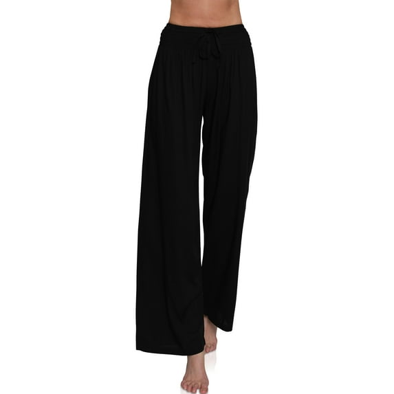 Womens Slit Leg Pants Flowy Tie Dye Palazzo Style Pant Lounge Pants Beachwear, Tie Dye Black, Size: S/M