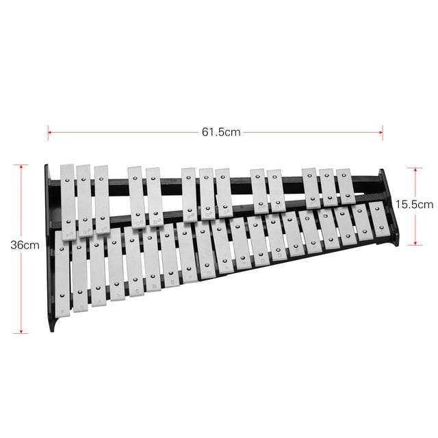 Musical 32-Note Xylophone Educational Glockenspiel Wooden Base Solid Aluminum Bars with Mallets Percussion Musical Instrument with Carrying Bag for Children Adults