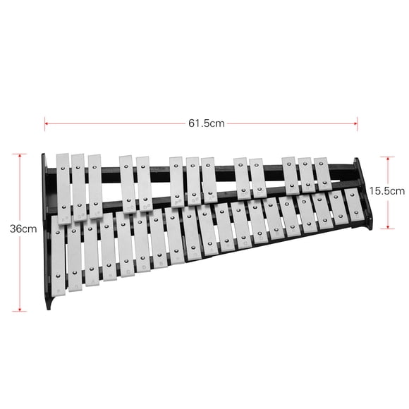 Musical 32-Note Xylophone Educational Glockenspiel Wooden Base Solid Aluminum Bars with Mallets Percussion Musical Instrument with Carrying Bag for Children Adults