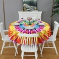 thumbnail image 2 of Colorful Rainbow Tie Dye Spiral Pattern Round Tablecloth 60"x60",Wrinkle Wipeable Table Cloth for Kitchen Dining Room Picnic Patio Party, 2 of 6