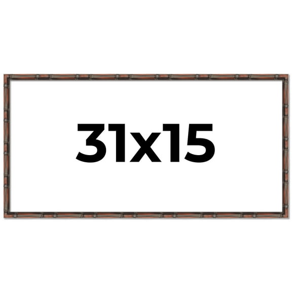 31x15 Frame Brown Bamboo with Dark Coffee/Walnut Finish | Solid Wood Picture Frame Width 0.75