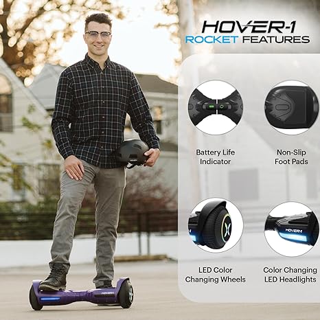 Hover-1 Rocket Hoverboard for Children, 7 MPH Max Speed, Purple - image 4 of 7