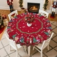 thumbnail image 3 of Christmas Nutcracker Tablecloth Waterproof, Xmas Red Table Cloth Rectangle, Washable Table Cover for Christmas Party Home Kitchen Decoration (61 Inch, Round), 3 of 6