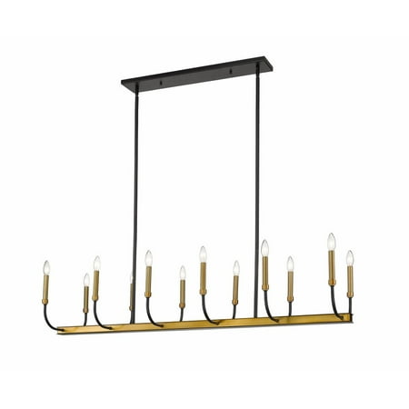 

12 Light Island/Billiard in Linear Style 14.5 inches Wide By 134 inches High-Matte Black/Olde Brass Finish Bailey Street Home 372-Bel-4185900