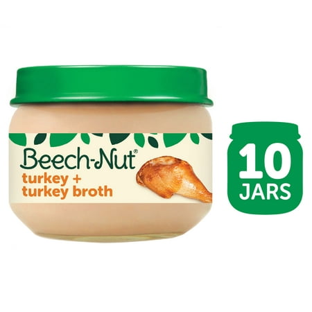(10 Jars) Beech-Nut® Baby Food Jar, Stage 1, Turkey & Turkey Broth, 2.5